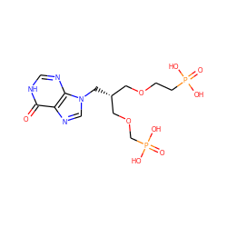 O=c1[nH]cnc2c1ncn2C[C@H](COCCP(=O)(O)O)COCP(=O)(O)O ZINC001772625069