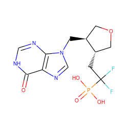 O=c1[nH]cnc2c1ncn2C[C@H]1COC[C@@H]1CC(F)(F)P(=O)(O)O ZINC000026673144