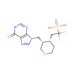 O=c1[nH]cnc2c1ncn2C[C@H]1COCC[C@H]1CC(F)(F)P(=O)(O)O ZINC000095575573