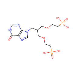 O=c1[nH]cnc2c1ncn2CC(COCCP(=O)(O)O)COCCP(=O)(O)O ZINC001772603934