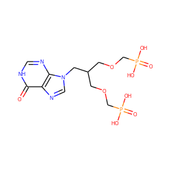 O=c1[nH]cnc2c1ncn2CC(COCP(=O)(O)O)COCP(=O)(O)O ZINC000095584060