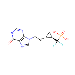 O=c1[nH]cnc2c1ncn2CC[C@@H]1C[C@H]1C(F)(F)P(=O)(O)O ZINC000004805684