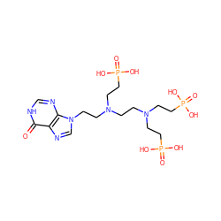 O=c1[nH]cnc2c1ncn2CCN(CCN(CCP(=O)(O)O)CCP(=O)(O)O)CCP(=O)(O)O ZINC000230498491