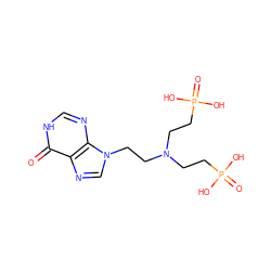 O=c1[nH]cnc2c1ncn2CCN(CCP(=O)(O)O)CCP(=O)(O)O ZINC000095574779