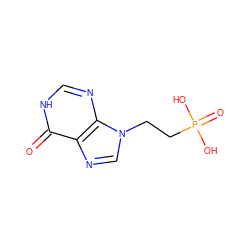 O=c1[nH]cnc2c1ncn2CCP(=O)(O)O ZINC000082153670