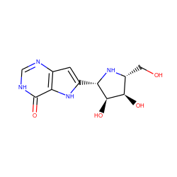 O=c1[nH]cnc2cc([C@@H]3N[C@H](CO)[C@@H](O)[C@H]3O)[nH]c12 ZINC000062178719