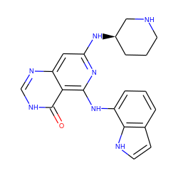 O=c1[nH]cnc2cc(N[C@@H]3CCCNC3)nc(Nc3cccc4cc[nH]c34)c12 ZINC000169342728