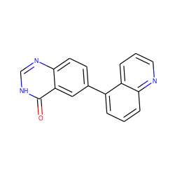 O=c1[nH]cnc2ccc(-c3cccc4ncccc34)cc12 ZINC000020601486