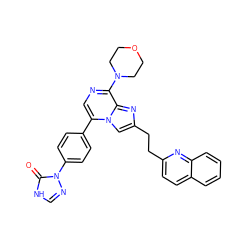 O=c1[nH]cnn1-c1ccc(-c2cnc(N3CCOCC3)c3nc(CCc4ccc5ccccc5n4)cn23)cc1 ZINC000222038197