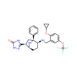 O=c1[nH]nc([C@H]2C[C@@]3(c4ccccc4)N[C@H]2CC[C@@H]3NCc2cc(OC(F)(F)F)ccc2OC2CC2)[nH]1 ZINC000101069569