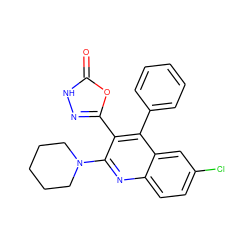 O=c1[nH]nc(-c2c(N3CCCCC3)nc3ccc(Cl)cc3c2-c2ccccc2)o1 ZINC000205477996