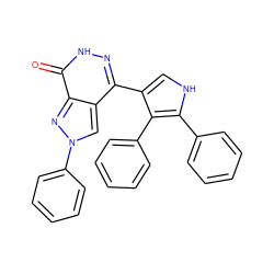 O=c1[nH]nc(-c2c[nH]c(-c3ccccc3)c2-c2ccccc2)c2cn(-c3ccccc3)nc12 ZINC000653793180