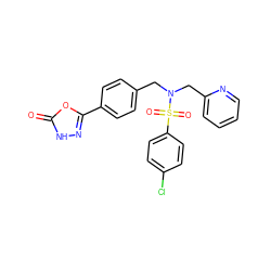 O=c1[nH]nc(-c2ccc(CN(Cc3ccccn3)S(=O)(=O)c3ccc(Cl)cc3)cc2)o1 ZINC000049035781