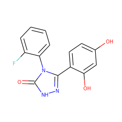 O=c1[nH]nc(-c2ccc(O)cc2O)n1-c1ccccc1F ZINC001772570205