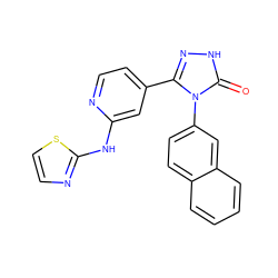 O=c1[nH]nc(-c2ccnc(Nc3nccs3)c2)n1-c1ccc2ccccc2c1 ZINC000066263182