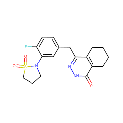 O=c1[nH]nc(Cc2ccc(F)c(N3CCCS3(=O)=O)c2)c2c1CCCC2 ZINC000139300261