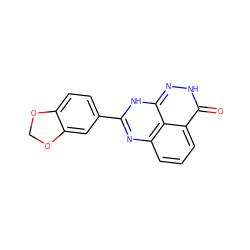 O=c1[nH]nc2[nH]c(-c3ccc4c(c3)OCO4)nc3cccc1c32 ZINC000299861591