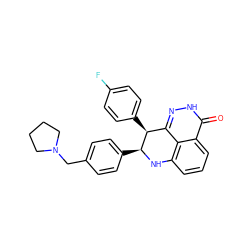 O=c1[nH]nc2c3c(cccc13)N[C@@H](c1ccc(CN3CCCC3)cc1)[C@H]2c1ccc(F)cc1 ZINC000118629294