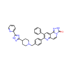 O=c1[nH]nc2c3cc(-c4ccccc4)c(-c4ccc(CN5CCC(c6n[nH]c(-c7ccccn7)n6)CC5)cc4)nc3ccn12 ZINC000042834134