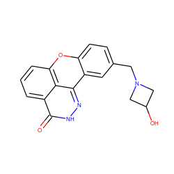 O=c1[nH]nc2c3cc(CN4CC(O)C4)ccc3oc3cccc1c32 ZINC000038237500