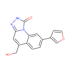 O=c1[nH]nc2cc(CO)c3ccc(-c4ccoc4)cc3n12 ZINC000084604549