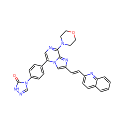 O=c1[nH]ncn1-c1ccc(-c2cnc(N3CCOCC3)c3nc(/C=C/c4ccc5ccccc5n4)cn23)cc1 ZINC001772612588