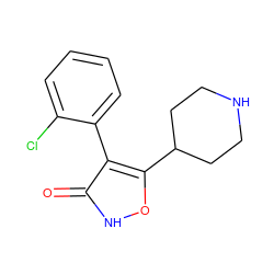 O=c1[nH]oc(C2CCNCC2)c1-c1ccccc1Cl ZINC000036088324