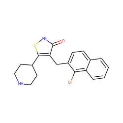 O=c1[nH]sc(C2CCNCC2)c1Cc1ccc2ccccc2c1Br ZINC000013681978