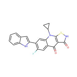 O=c1[nH]sc2c1c(=O)c1cc(F)c(-c3cc4ccccc4[nH]3)cc1n2C1CC1 ZINC000028569820