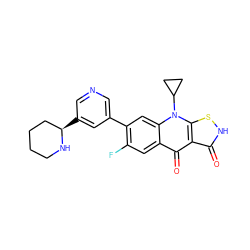 O=c1[nH]sc2c1c(=O)c1cc(F)c(-c3cncc([C@@H]4CCCCN4)c3)cc1n2C1CC1 ZINC000028569582