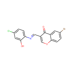 O=c1c(/C=N/c2ccc(Cl)cc2O)coc2ccc(Br)cc12 ZINC001772617757