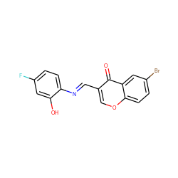 O=c1c(/C=N/c2ccc(F)cc2O)coc2ccc(Br)cc12 ZINC001772653803