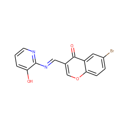 O=c1c(/C=N/c2ncccc2O)coc2ccc(Br)cc12 ZINC001772619613