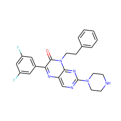 O=c1c(-c2cc(F)cc(F)c2)nc2cnc(N3CCNCC3)nc2n1CCc1ccccc1 ZINC000004238508