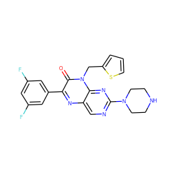 O=c1c(-c2cc(F)cc(F)c2)nc2cnc(N3CCNCC3)nc2n1Cc1cccs1 ZINC000004238427