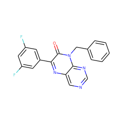 O=c1c(-c2cc(F)cc(F)c2)nc2cncnc2n1Cc1ccccc1 ZINC000004238855