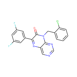 O=c1c(-c2cc(F)cc(F)c2)nc2cncnc2n1Cc1ccccc1Cl ZINC000004238619