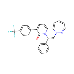 O=c1c(-c2ccc(C(F)(F)F)cc2)cccn1[C@H](CN1C=CC=CC=N1)c1ccccc1 ZINC000036190473