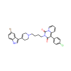 O=c1c(-c2ccc(Cl)cc2)c2ccccn2c(=O)n1CCCCN1CC=C(c2c[nH]c3ccc(Br)cc23)CC1 ZINC000299854693