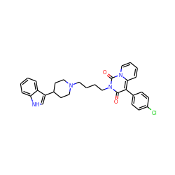 O=c1c(-c2ccc(Cl)cc2)c2ccccn2c(=O)n1CCCCN1CCC(c2c[nH]c3ccccc23)CC1 ZINC000040939380