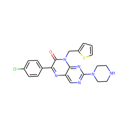 O=c1c(-c2ccc(Cl)cc2)nc2cnc(N3CCNCC3)nc2n1Cc1cccs1 ZINC000004239187