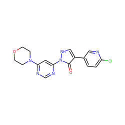 O=c1c(-c2ccc(Cl)nc2)c[nH]n1-c1cc(N2CCOCC2)ncn1 ZINC000043195338