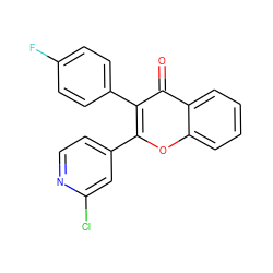 O=c1c(-c2ccc(F)cc2)c(-c2ccnc(Cl)c2)oc2ccccc12 ZINC000084668586