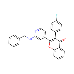 O=c1c(-c2ccc(F)cc2)c(-c2ccnc(NCc3ccccc3)c2)oc2ccccc12 ZINC000084713485