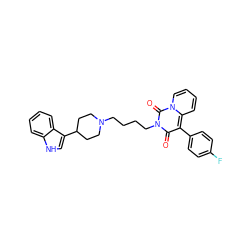 O=c1c(-c2ccc(F)cc2)c2ccccn2c(=O)n1CCCCN1CCC(c2c[nH]c3ccccc23)CC1 ZINC000040939382