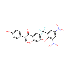 O=c1c(-c2ccc(O)cc2)coc2cc(Oc3c([N+](=O)[O-])cc([N+](=O)[O-])cc3C(F)(F)F)ccc12 ZINC000103291548