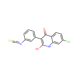 O=c1c(-c2cccc(N=C=S)c2)c(O)[nH]c2cc(Cl)ccc12 ZINC000013801569