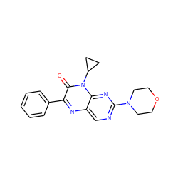 O=c1c(-c2ccccc2)nc2cnc(N3CCOCC3)nc2n1C1CC1 ZINC000004238873