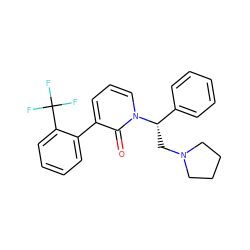 O=c1c(-c2ccccc2C(F)(F)F)cccn1[C@@H](CN1CCCC1)c1ccccc1 ZINC000013436623