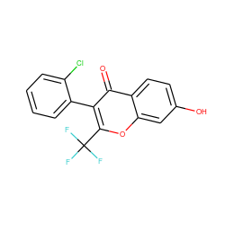 O=c1c(-c2ccccc2Cl)c(C(F)(F)F)oc2cc(O)ccc12 ZINC000005731330